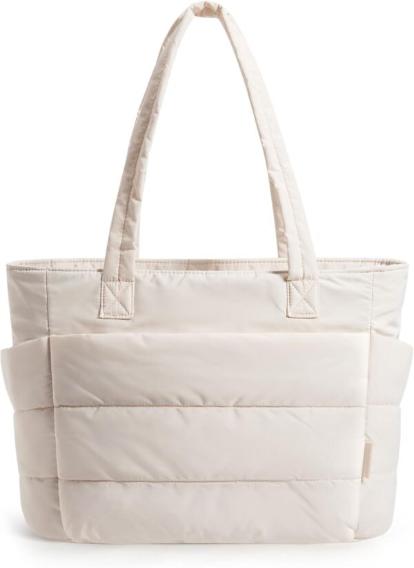 BAGSMART Tote Bag for Women, Lightweight Puffy Tote Bag with Compartments, Quilted Shoulder Bag Handbag for Travel, Work