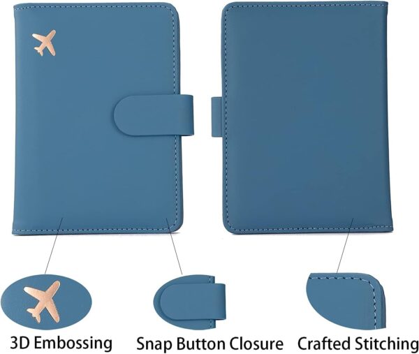 Melsbrinna Rfid Passport Holder for Travel women/Men, Cute Passport Wallet Rfid Blocking Card Slots, Rfid Passport Cover/CaseTravel Wallet, Passport Book Holder (1, Blue) - Image 5
