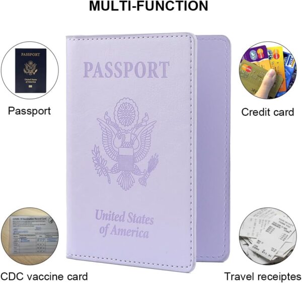 Passport Holder, Passport Holder Women, Passport Covers Travel Must Haves, Travel Passport Wallet for Men, 1 Pack Passport Case Passport Protector for Travel Airport Essentials, Light Purple - Image 5
