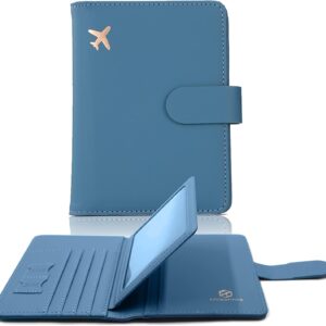 Melsbrinna Rfid Passport Holder for Travel women/Men, Cute Passport Wallet Rfid Blocking Card Slots, Rfid Passport Cover/CaseTravel Wallet, Passport Book Holder (1, Blue)