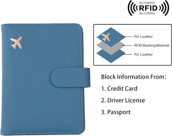 Melsbrinna Rfid Passport Holder for Travel women/Men, Cute Passport Wallet Rfid Blocking Card Slots, Rfid Passport Cover/CaseTravel Wallet, Passport Book Holder (1, Blue) - Image 4