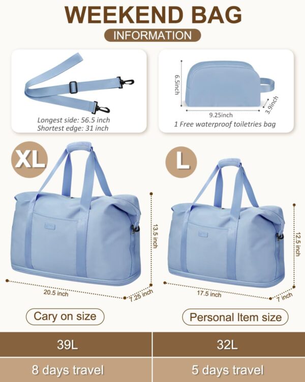 Expandable Travel Duffle Bags Weekender Overnight Bags for Women Men Hospital Bag for Women Labor Delivery with Toiletry Bag Waterproof - Image 2
