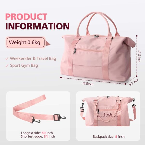 Travel Duffel Weekender Carry On Tote for Women and Men - Waterproof Gym Bag, Hospital Bag for Labor and Delivery, Overnight Luggage with Trolley Sleeve - Image 5