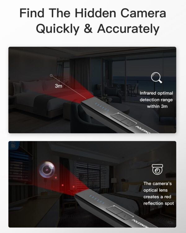 Hidden Camera Detectors, Bug Detector Anti Spy Camera Finder, GPS Tracker Detector Hidden Device Detector 6 Modes for Travel, Car, Bathroom,Office, Hotel, P18 Mix - Image 4