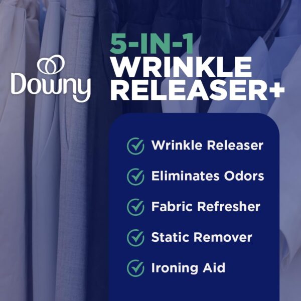 Downy Wrinkle Release Spray, Travel Size Spray, All In One Formula, Removes Wrinkles, Static and Odor Eliminator, Crisp Linen Scent, 3 Fl Oz, Pack of 3 - Image 4