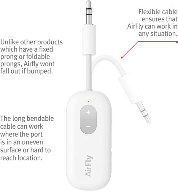 Twelve South AirFly SE | Bluetooth Wireless Audio Transmitter Adapter for AirPods/Headphones, 20+ Hr Battery, Works with 3.5mm aux Jacks on Airplanes, TVs, Gym Equipment, and Travel - Image 5