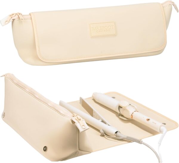 Hair Tools Travel Bag and Heat Resistant Mat for Flat Irons, Straighteners, Curling Iron, and Haircare Accessories, 2-in-1 design, with Interior Pockets, Portable Organizer