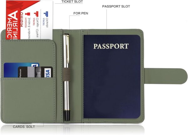 Melsbrinna Premium Leather Passport Holder Covers Case, Waterproof Rfid Blocking Travel Wallet Passport Holder with Pen Holder, Cute Passport Book for Women/Men - Image 2