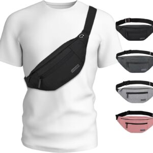 MAXTOP Large Crossbody Fanny Pack with 4-Zipper Pockets,Gifts for Enjoy Sports Festival Workout Traveling Running Casual Hands-Free Wallets Waist Pack Phone Bag Carrying All Phones