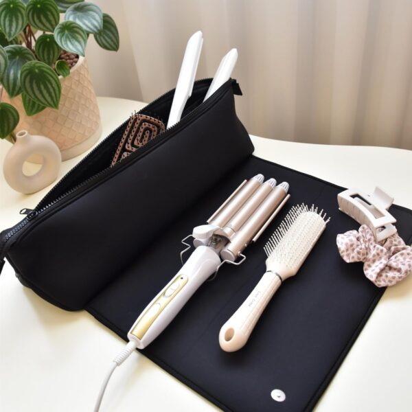 Hair Tools Travel Bag and Heat Resistant Mat for Flat Irons, Straighteners, Curling Iron, and Haircare Accessories, 2-in-1 design, with Interior Pockets, Portable Organizer - Image 9