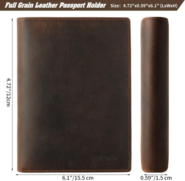 Jack&Chris Leather Passport Holder RFID Blocking Passport Travel Wallet Cover Case for Men Women Brown JC17 - Image 2