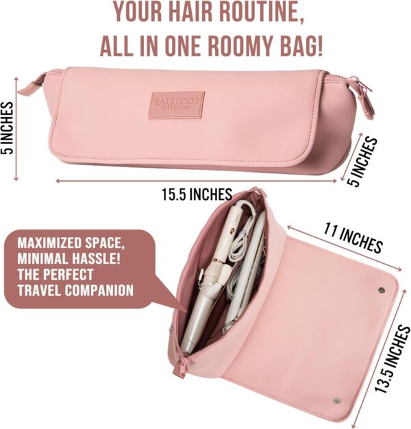 Hair Tools Travel Bag and Heat Resistant Mat for Flat Irons, Straighteners, Curling Iron, and Haircare Accessories, 2-in-1 design, with Interior Pockets, Portable Organizer - Image 2