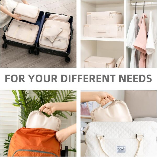 BAGAIL 8 Set Packing Cubes Luggage Organizer Bags for Travel Accessories-Cream - Image 7