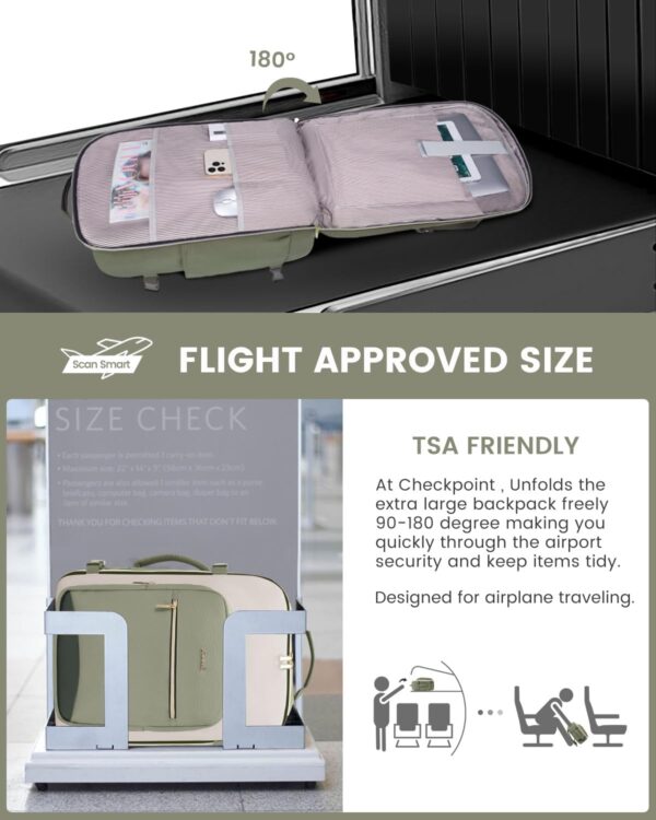LOVEVOOK 40L Travel Backpack for Women & Men, Large Carry on Backpack for Airplanes with 3 Packing Cubes, TSA Personal Item Travel Bag fits 17" Laptop, Waterproof Weekender Essentials Airline Approved - Image 3