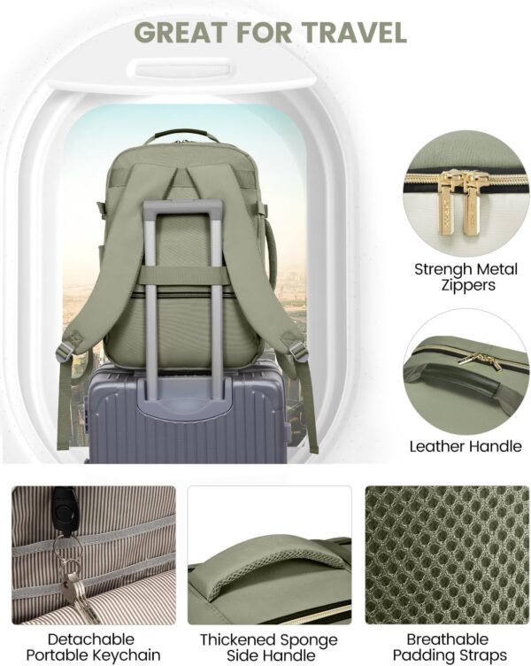 LOVEVOOK 40L Travel Backpack for Women & Men, Large Carry on Backpack for Airplanes with 3 Packing Cubes, TSA Personal Item Travel Bag fits 17" Laptop, Waterproof Weekender Essentials Airline Approved - Image 7