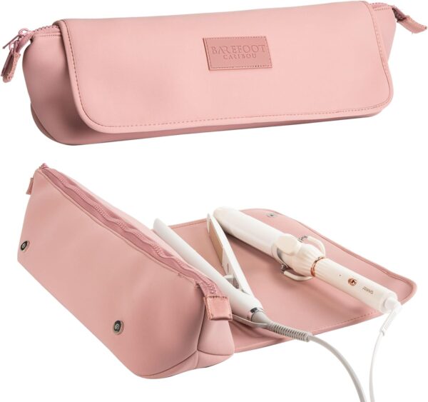 Hair Tools Travel Bag and Heat Resistant Mat for Flat Irons, Straighteners, Curling Iron, and Haircare Accessories, 2-in-1 design, with Interior Pockets, Portable Organizer