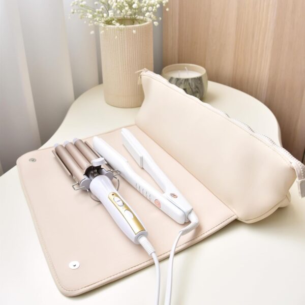 Hair Tools Travel Bag and Heat Resistant Mat for Flat Irons, Straighteners, Curling Iron, and Haircare Accessories, 2-in-1 design, with Interior Pockets, Portable Organizer - Image 9