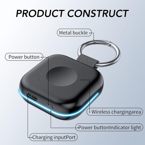 HUOTO Portable Charger for Apple Watch,Wireless Magnetic iWatch Charger 1200mAh Power Bank Travel Keychain Accessories Smart Chargers for Apple Watch Series 10/9/8/7/6/SE/5/4/3/2/1/UItra/UItra 2 - Image 3