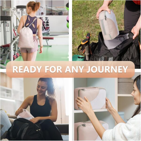10 Set/8 Set Packing Cubes for Travel, Gifts for Women Mom,Anti-Tearing Suitcase Organizer for Luggage with Shoe & Hanging Toiletry Bag,OlarHike Vacation Essentials & Accessories for Cruise Ship,Cream - Image 7