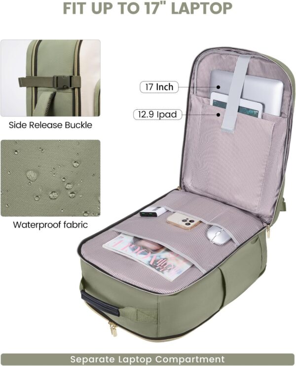 LOVEVOOK 40L Travel Backpack for Women & Men, Large Carry on Backpack for Airplanes with 3 Packing Cubes, TSA Personal Item Travel Bag fits 17" Laptop, Waterproof Weekender Essentials Airline Approved - Image 8