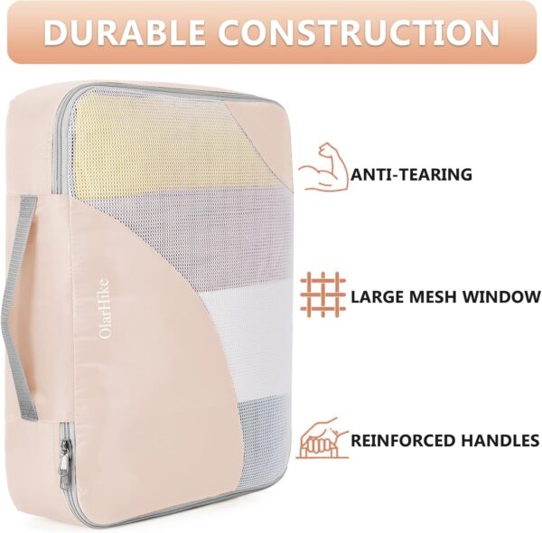 10 Set/8 Set Packing Cubes for Travel, Gifts for Women Mom,Anti-Tearing Suitcase Organizer for Luggage with Shoe & Hanging Toiletry Bag,OlarHike Vacation Essentials & Accessories for Cruise Ship,Cream - Image 4