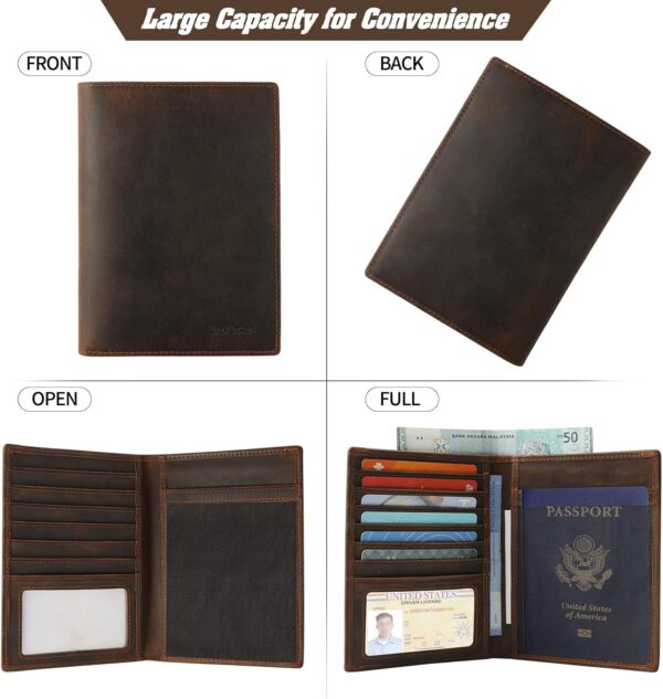 Jack&Chris Leather Passport Holder RFID Blocking Passport Travel Wallet Cover Case for Men Women Brown JC17 - Image 4