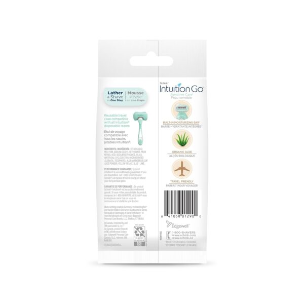 Schick Intuition Go Disposable Travel Razor for Women, 1 Count | Sensitive Skin Razors for Women, Travel Essentials, Womens Disposable Razors with Organic Aloe, Vacation Essentials - Image 8