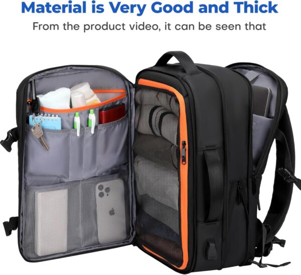 Carry On Travel Backpack for Airplanes | 40L Suitcase Backpack Luggage Business Weekender Bag - Expandable Travel Carry On Flight Approved for Men Women - Black - Image 2
