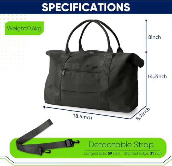 Travel Duffle Bag, Weekender Travel Bag Men Small Gym Bag for Women, Hospital Bag for Labor and Delivery, Overnight Bag Luggage Bag with Trolley Sleeve, Airplane Travel Essentials for Flying(Black) - Image 4
