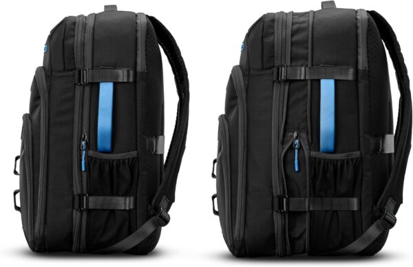High Sierra Hi-Life Travel Backpack - Features 2-inch Expansion, WetPak Pockets, 17” Laptop Compartment, Stack-It Strap, Adjustable Sternum Strap, Fleece Pocket, Dual Water Bottle Pockets - Blue/Black - Image 6