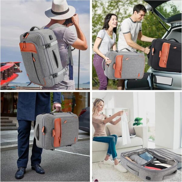 Carry on Travel Backpacks, Extra Large 40L Flight Approved bag for Men & Women,Expandable Suitcase With 4 Packing Cubes,Water Resistant Luggage Daypack Business Weekender Bag,Grey - Image 7