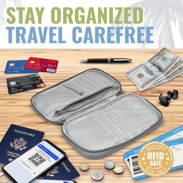 BOACAY Travel Document Organizer with RFID, Family Passport Holder, Wallet for Women & Men, Portable & Waterproof Case for Cards, Boarding Pass, Money - Image 5