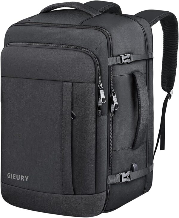 Carry On Backpack, 50L Travel Backpack, Luggage Backpack TSA Flight Approved Laptop Backpack for Men & Women, Large Expandable Bag 40L Daypack Lightweight Business Weekender Bag, Black