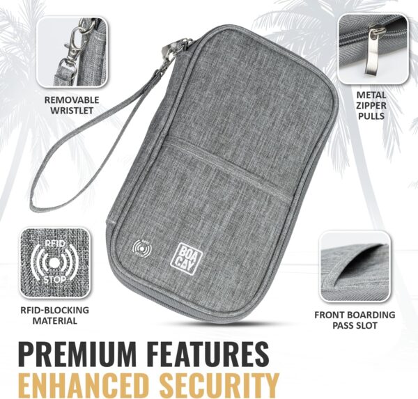 BOACAY Travel Document Organizer with RFID, Family Passport Holder, Wallet for Women & Men, Portable & Waterproof Case for Cards, Boarding Pass, Money - Image 3