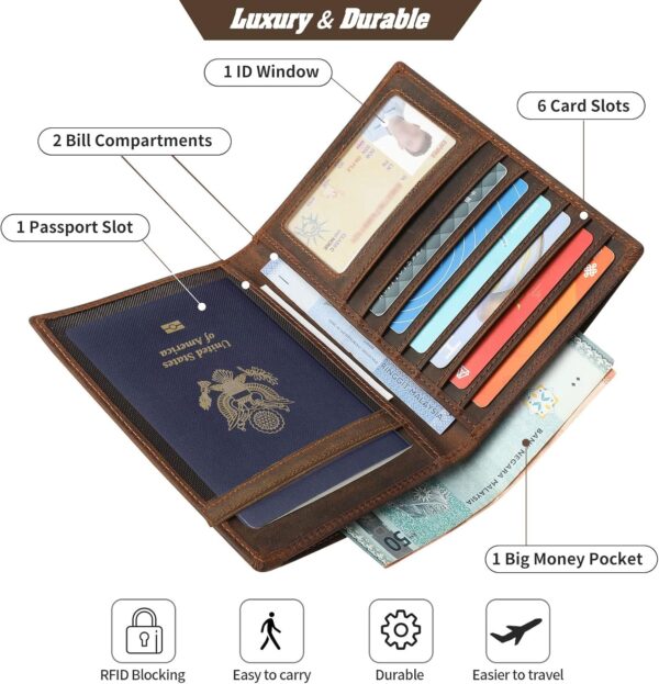 Jack&Chris Leather Passport Holder RFID Blocking Passport Travel Wallet Cover Case for Men Women Brown JC17 - Image 3