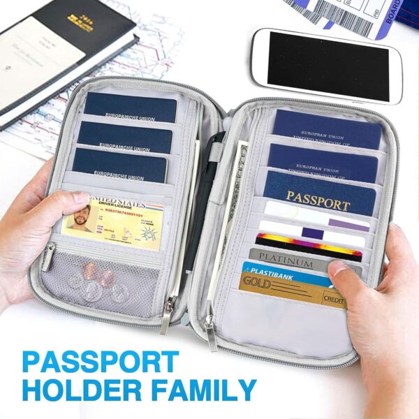 Passport Holder Family, Women Rfid Blocking Passport Wallet, Travel Document Organizer Premium Wallets Passport Holders Bag - Image 4