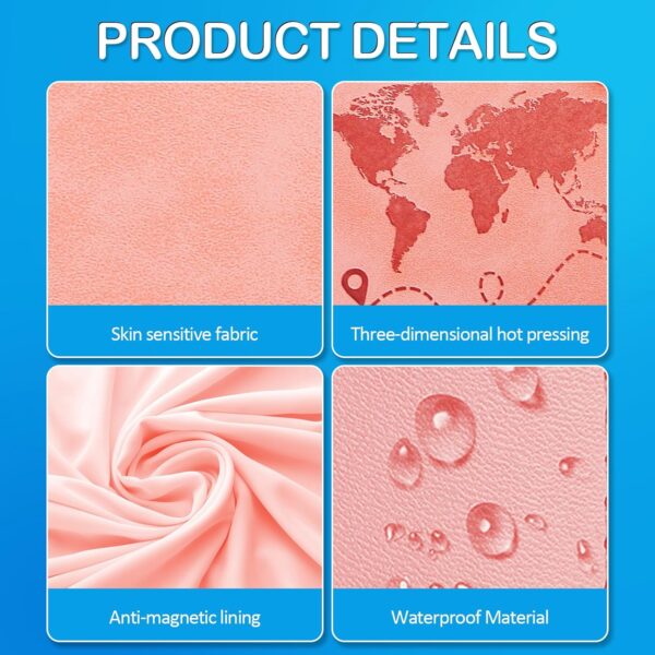 Passport Holders, RFID Blocking Credit Card Holder, PU Leather Passport Holders for Travel with Magnetic Buckle, Travel Must Haves Cruise Ship Essentials for Men, Women (Pink) - Image 4