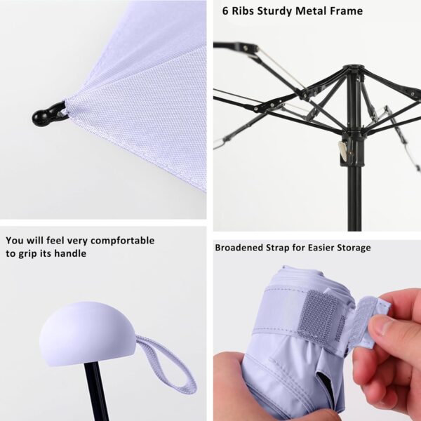 BAODINI Travel Mini Umbrella for Purse With Case Small Compact UV Sun Protection Sun Lightweight Tiny Pocket Umbrella for Women Kids and Men - Image 6