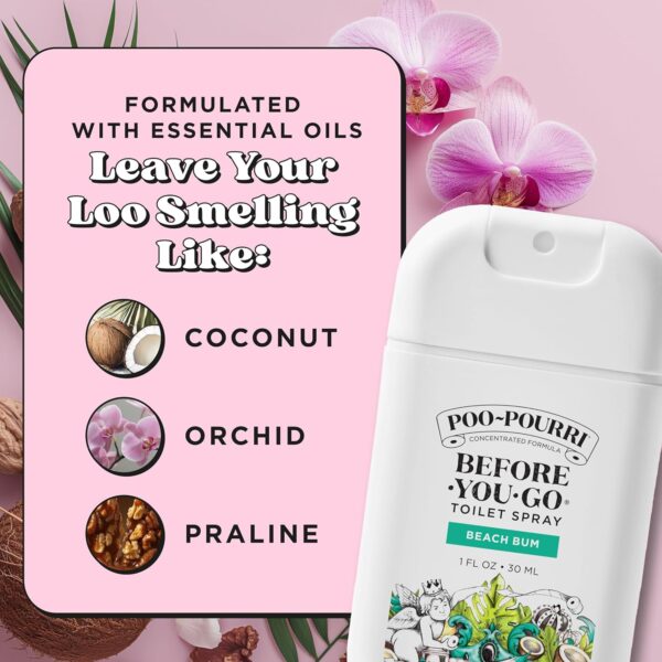 Poo-Pourri Before-You-Go Toilet Spray, Beach Bum, 1 Fl Oz Pocket Travel Size - Coconut, Orchid and Toasted Praline - Image 7