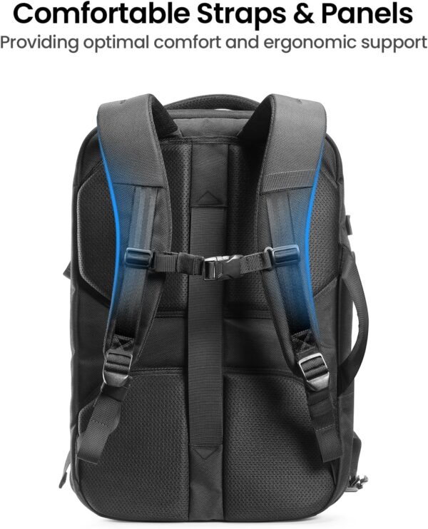 tomtoc Travel Backpack 40L, TSA Friendly Flight Approved Carry-on Luggage Hand Water-resistant Lightweight Business Rucksack, Durable Large Weekender Bag Daypack Fits 17.3 Inch Laptop, PFAS Free - Image 7