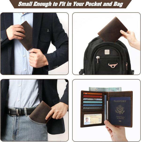 Jack&Chris Leather Passport Holder RFID Blocking Passport Travel Wallet Cover Case for Men Women Brown JC17 - Image 7