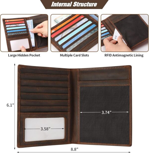 Jack&Chris Leather Passport Holder RFID Blocking Passport Travel Wallet Cover Case for Men Women Brown JC17 - Image 5