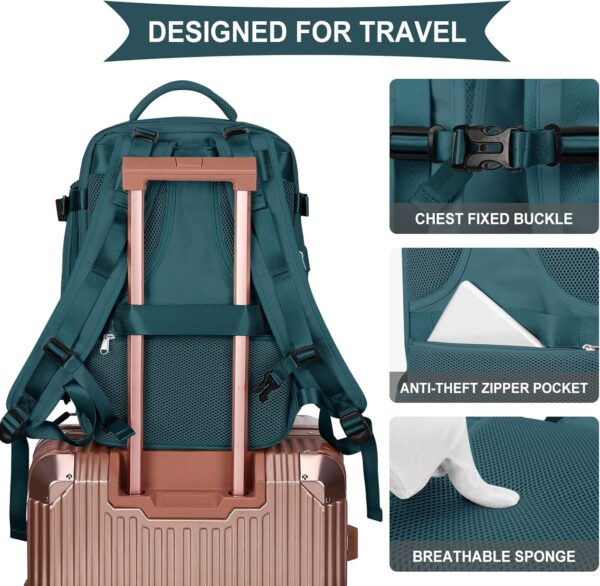 coowoz Large Travel Backpack For Women Men,Carry On Backpack,Hiking Backpack Waterproof Outdoor Sports Rucksack Casual Daypack Travel Essentials(Peacock Blue) - Image 7
