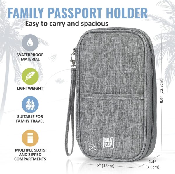 BOACAY Travel Document Organizer with RFID, Family Passport Holder, Wallet for Women & Men, Portable & Waterproof Case for Cards, Boarding Pass, Money - Image 4