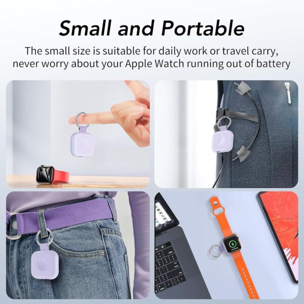 Portable Travel Charger for Apple Watch Series 8,Wireless iWatch Charger 1200mAh Power Bank with Charging Cable, Purse Keychain Smart Watch Charger for Apple Watch Series 10/9/8/7/6/SE/5/4/3/2/1/UItra - Image 7