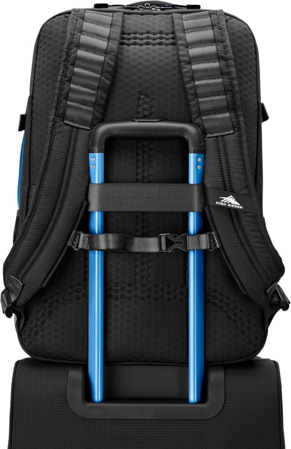 High Sierra Hi-Life Travel Backpack - Features 2-inch Expansion, WetPak Pockets, 17” Laptop Compartment, Stack-It Strap, Adjustable Sternum Strap, Fleece Pocket, Dual Water Bottle Pockets - Blue/Black - Image 5