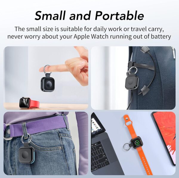 HUOTO Portable Charger for Apple Watch,Wireless Magnetic iWatch Charger 1200mAh Power Bank Travel Keychain Accessories Smart Chargers for Apple Watch Series 10/9/8/7/6/SE/5/4/3/2/1/UItra/UItra 2 - Image 8