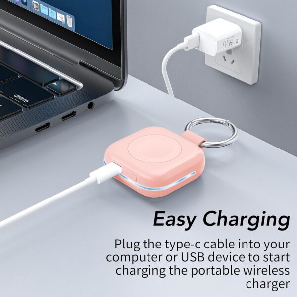 HUOTO Portable Wireless Charger for Apple Watch Accessories,for Apple Watch Series 10/9/8/UItra 2/UItra/7/6/5/4/3/2/SE,Compact Magnetic iWatch Charger 1200mAh Power Bank Keychain Travel Style Gift - Image 6