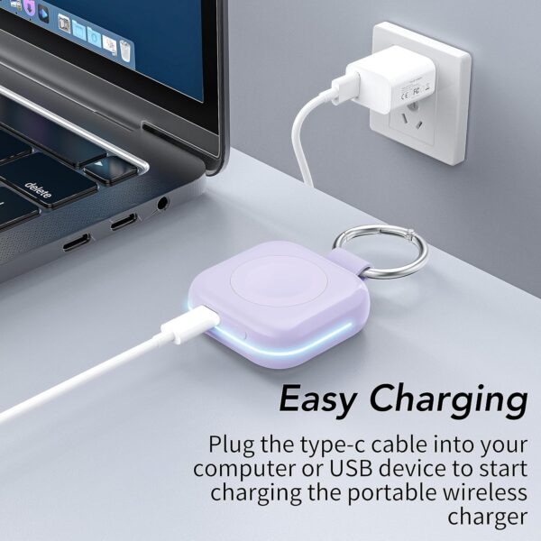 Portable Travel Charger for Apple Watch Series 8,Wireless iWatch Charger 1200mAh Power Bank with Charging Cable, Purse Keychain Smart Watch Charger for Apple Watch Series 10/9/8/7/6/SE/5/4/3/2/1/UItra - Image 5
